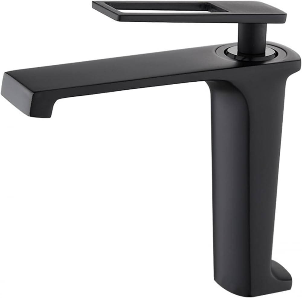 Mitigeur de salle de bain cascade noir robinet d'évier mécanique eau chaude froide