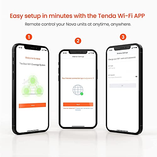 Tenda-Nova-Mesh-WiFi-System-MW6-Up-to-6000-sqft-Whole-Home-Coverage-WiFi-Router-and-Extender-Replacement-Gigabit-Mesh-Router-for-Wireless-Internet-Works-with-Alexa-Parental-Controls-3-pack