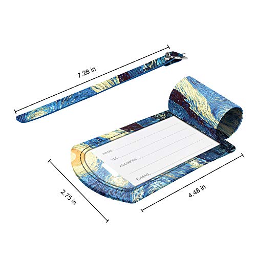 Pacote com 2 etiquetas de bagagem, etiqueta de identificação com nome de couro PU Fintie com capa de