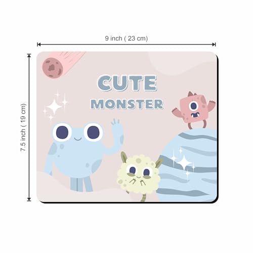 Image of My Print Shop Cute Monster Mouse Pad 9 x 7.5 Inch - Non-Slip Rubber Base, Smooth Surface Mousepad for Office, School, Home Desk, Laptop & PC
