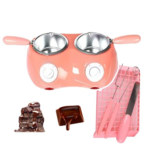 Fundidora de chocolate comercial, calentador eléctrico automático de chocolate, control de temperatura de dos niveles, carcasa anti-escaldaduras,Pink