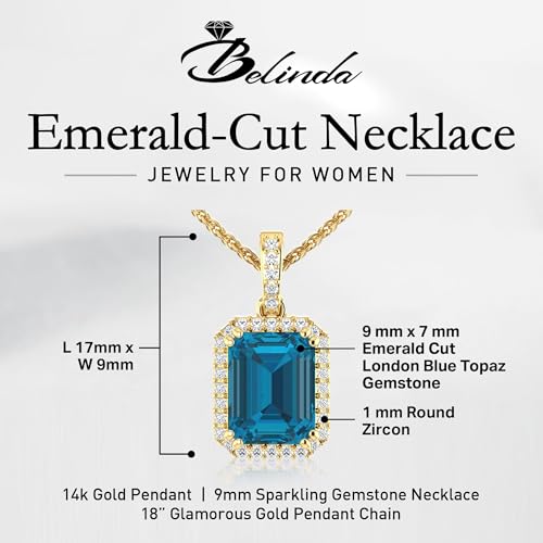 Womens 14k White/Yellow Gold Emerald Cut Sparkling Gemstone Necklace Hanging Choker Pendant Elegant Classic Luxury Beautiful Fine Jewelry Accessory for Female2
