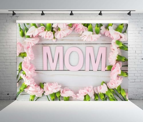 Fondo fotográfico rosa 7x5 ft para Día de la Madre miniatura 4