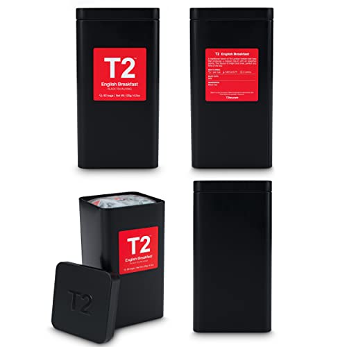 T2 Tea - English Breakfast Black, Tea Bags In Tea Caddy, 120G (4.2Oz), 60 Tea Bags #TOP2