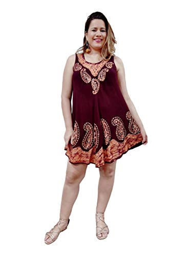 Vestido Curto Trapézio Regata Indiano Batik Plus Size 1322