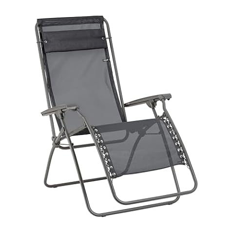 Lafuma Mobilier Relax Rt2, konstrukcja stalowa HLE (High Tension), czcionka, 87 x 68 x 114 cm