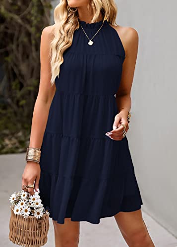 Image of KIRUNDO Summer Sundresses for Women Halter Dress Babydoll
