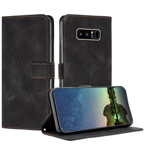 Mo-Beauty Funda para Samsung Galaxy Note 8, Carcasa de Cuero PU Magnético Caso a Libro Magnético Soporte Plegable Flip Antigolpes Protectora Funda para Samsung Note 8 - Negro