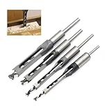 4-Piece Square Mortice Drill Bit Set 6-12 mm HSS - Woodworking Joinery Hole Cutter Tools for Mortise & Tenon, Fits Drill Press & Mortising Machines (4 pcs) - Image 1