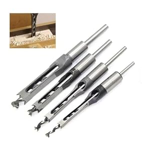 4-Piece Square Mortice Drill Bit Set 6-12 mm HSS - Woodworking Joinery Hole Cutter Tools for Mortise & Tenon, Fits Drill Press & Mortising Machines (4 pcs)