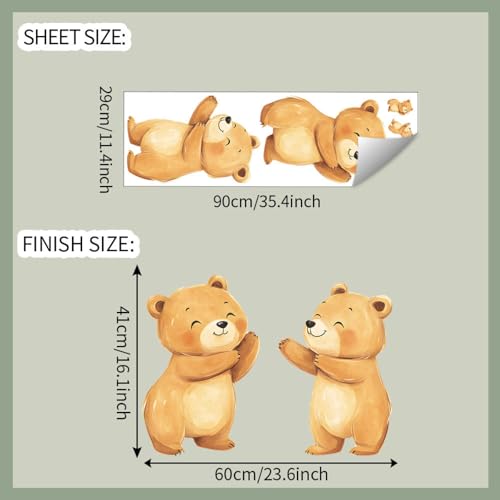 Vinilos decorativos Achang con oso abrazando acuarela miniatura 2