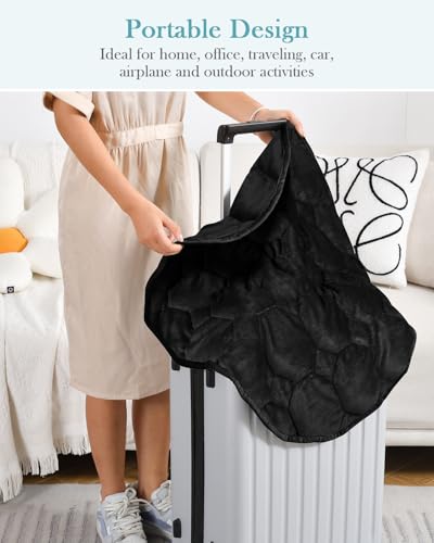 Image of Topblan Weighted Lap Blanket 7lbs for Adults, Small Weighted Throw for Napping, Relaxation, Calming and Travel, Skin Friendly & Machine Washable for All-Season Sleeping, Black, 24x29 Inches