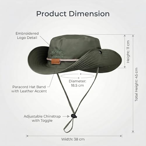 Image of Kraptick Wide Brim Sun Hat for Men - UV Protection Safari Cap for Trekking, Fishing, Hiking & Outdoor Adventures - Breathable Boonie Hat with Adjustable Chin Strap