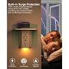 Wall Outlet Extender with Shelf and Night Light, Surge Protector, Wall Mount Charger Multi Plug Expander with 5 AC Outlets and 3 USB A Ports 1 USB C, Wide Space 3-Sided Power Strip Multi Plug Outlets