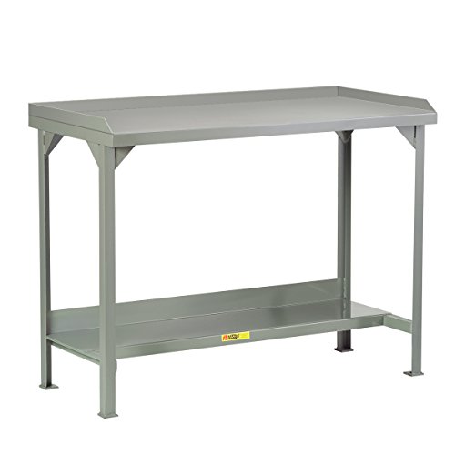 Little Giant WSL2-2460-36 Welded Steel Workbench with Back and End Stops, 1 Half-Shelf, 4500 lb. Load Capacity, 36" x 60" x 24", Gray #1