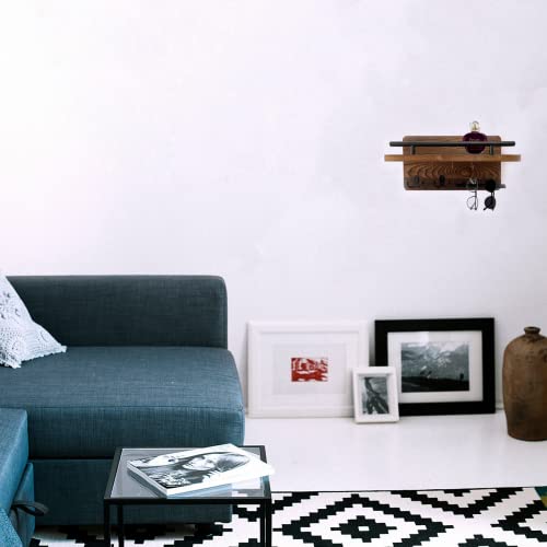 Bazzina Wall Decorative Key Holder With 5 Key Hooks, Wall Mounted Key Hangers With Mail Rack, Wooden Mail Organizer With Shelf, Home And Office Decor For Entryway Mudroom Hallway… (Natural Brown) #TOP6