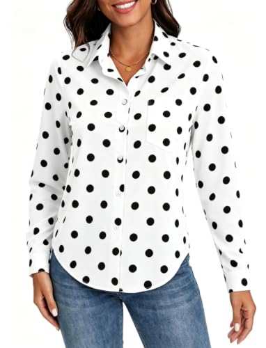 Image of Soft Wrinkle-Free Button Down Stretch Shirts for Women, Breathable Moisture-Wicking Casual Work Dress Tops