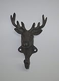 Material: Gusseisen Garderobenhaken Haken Hirschkopf Hirsch- Geweih Landhaus Gusseisen braun
