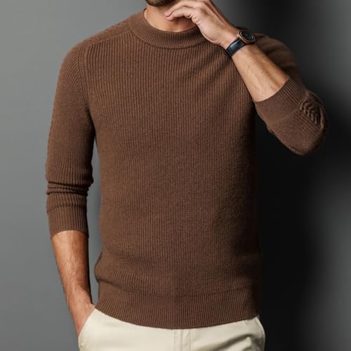Mens Mock Turtleneck Sweater 100% Wool Fashionable and Casual Knit Pullover Tops Solid Color Basic Style3
