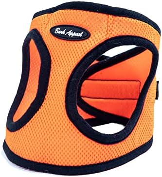 Bark Appeal Step-in Dog Harness, Mesh Step in Dog Vest Harness for Small & Medium Dogs, Non-Choking with Adjustable Heavy-Duty Buckle for Safe, Secure Fit – (Small, Orange)