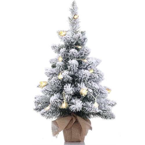 20in Pre-Lit Snow Flocked Artificial Mini...