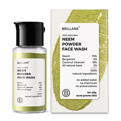 Brillare Real Neem Powder Facial Cleanser, Face Wash For Oily Skin, Complete Natural Skincare, For Men & Women, 15G #TOP4