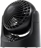 IRIS USA WOOZOO Small Desk Fan, Air Circulator, 3 Speeds, 32ft Max Air Distance, 120° Adjustable Tilt, 27.5db Quiet Motor, Small Fan for Bedroom, Office, Dorm, Black