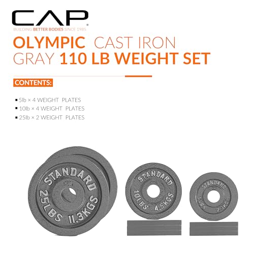 Image of CAP Barbell 2-Inch Olympic Cast Iron Plate Weight Set | 75-285 lbs | Multiple Options