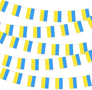 ELECLAND 10M Ukraine Bunting Flag Banner with 38 Fabric Ukrainian Flags for Indoor Outdoor Party Decorations