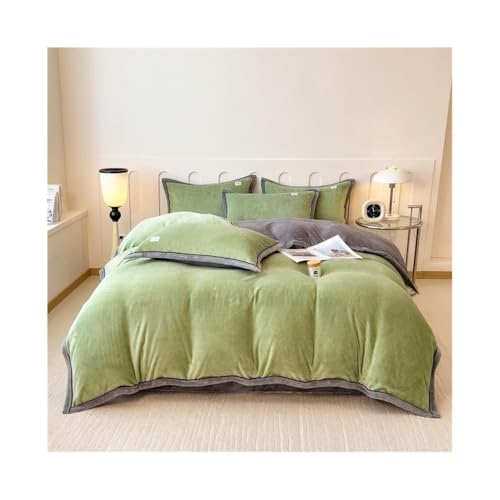 Ropa de Cama 1 Funda de edredón de Terciopelo de Leche, Gruesa y cálida, Unisex, for Cama Doble de 150/200/220 cm. Edredón no Incluido(Green,150x200cm)
