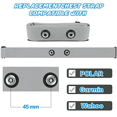 Onlyesh Brustgurt Verstellbarer Elastischer Ersatzgurt mit Herzfrequenzmessgerät Pulsmesser für Polar Garmin Wahoo, Sport, Laufen (Grau)