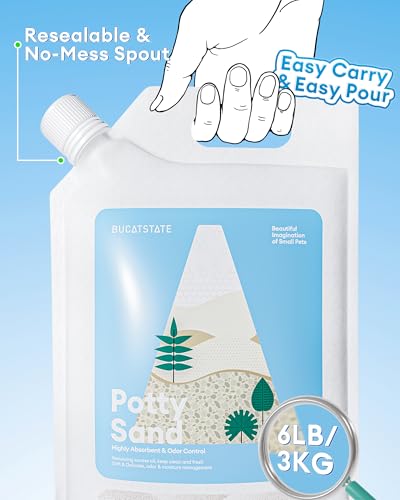 Image of BUCATSTATE Hamster Sand 6.6LB, Highly Absorbent & Odor Control Potty Litter, Sand for Hamster Bath, Chinchillas, Gerbils, Mice, Degus and Other Small Pets (ZeoliteSand)