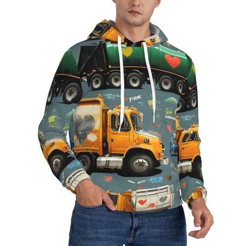 Sweat à capuche homme I Love Garbage Trucks contre le froid, pull chaud avec cordon ajustable