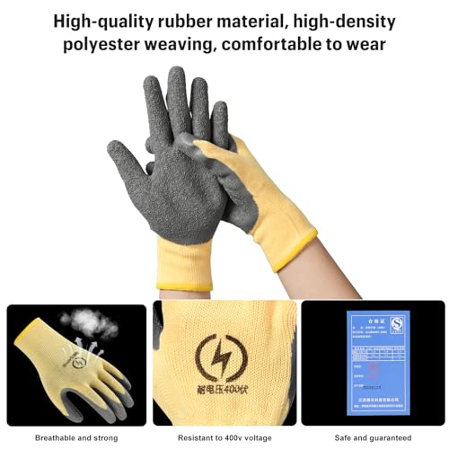 Insulating Gloves 400V, Electrician Gloves, Yellow, M