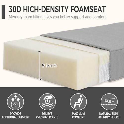 Image of Art Leon Waterproof Outdoor Seat Cushion 24 inchx 24 inch 30D High Density Foam Patio Chair Cushions with Non-Slip Backing Patio Cushions for Patio Furniture Porch Swing Garden Bench Camping Stadium Grey