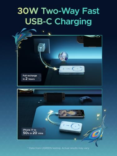 Image of UGREEN x Honkai: Star Rail Edition MagFlow Air Magnetic Power Bank, Qi2 15W Wireless, 30W USB-C Fast Charging, 10000mAh Slim Portable Charger with Built-in Cable for iPhone 17 /16 /15
