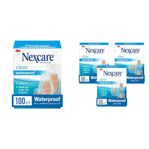 Nexcare Waterproof Bandages, Stays on in The Pool, Holds for 12 H...