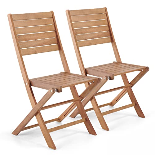 Oviala Lot de 2 chaises Pliantes en Bois d'eucalyptus