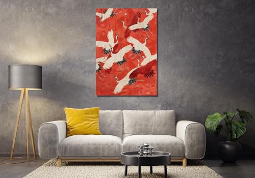 Tableau héron japonais 40x60cm pour salon zen et vintage - 2