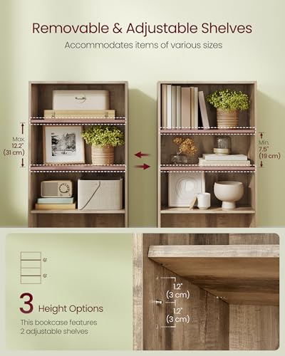 Image of VASAGLE CUSTOS Collection - Bookshelf, 4-Tier Bookcase, Book Shelf, Open Storage Shelf, 9.4 x 23.6 x 42.4 Inches, for Living Room, Home Office, Dinning Room, Camel Brown ULBC164L01