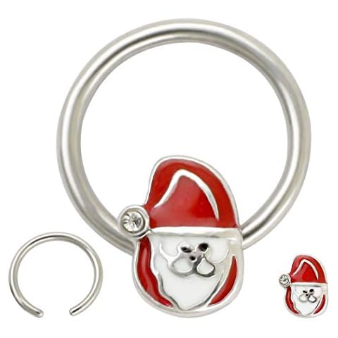 Excepro 316L Surgical SS Christmas Day Father Christmas Body Jewelry Cartilage Hoop Earrings Cover