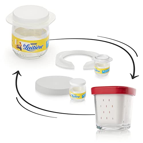 MONBOCO | Lot de 12 adaptateurs SEB MULTIDELICES pour rendre compatible vos pots de yaourt en verre type la laitière avec la yaourtière | couvercles hermétiques inclus | recyclez vos pots en verre