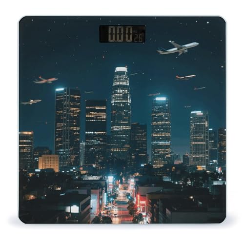 Báscula digital de baño con pantalla LCD y vidrio templado