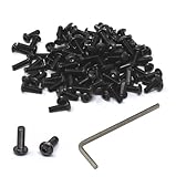 iexcell 100 Pcs M4 x 12mm Thread Pitch 0.7 mm Alloy Steel 12.9 Grade Hex Socket Button Head Cap Screws Bolts Kit, Black Oxide Finish