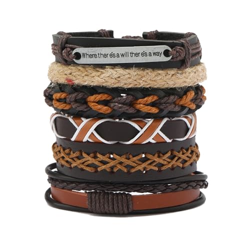 30 Color Options Men's Vintage Bracelet Set - New Leather Braided Multilayer Hand String, Masculine Accessories(Leather bracelet