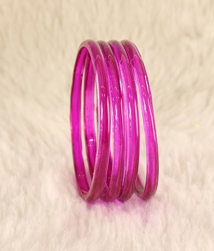 Image of STYOLLO Viral Jelly Plain Transparent Glass Kada Set For Women & Girls | Kanch Kada For Girls | Daily Ethnic Traditional Jewelry | Glossy Classic Fashion Kangan For Wedding, Festive & Parties - Set Of 4