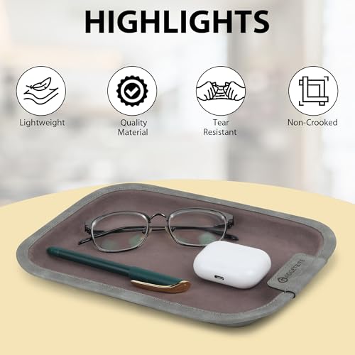 Image of GadgetBite Desk Organiser Office Table Tray for Home Office Organizer Vegan Leather Desktop Tray for Office Home Stationery Pen Pencil Keys Phone Notes Specs Earphone Cable Cord Gadget Accessories