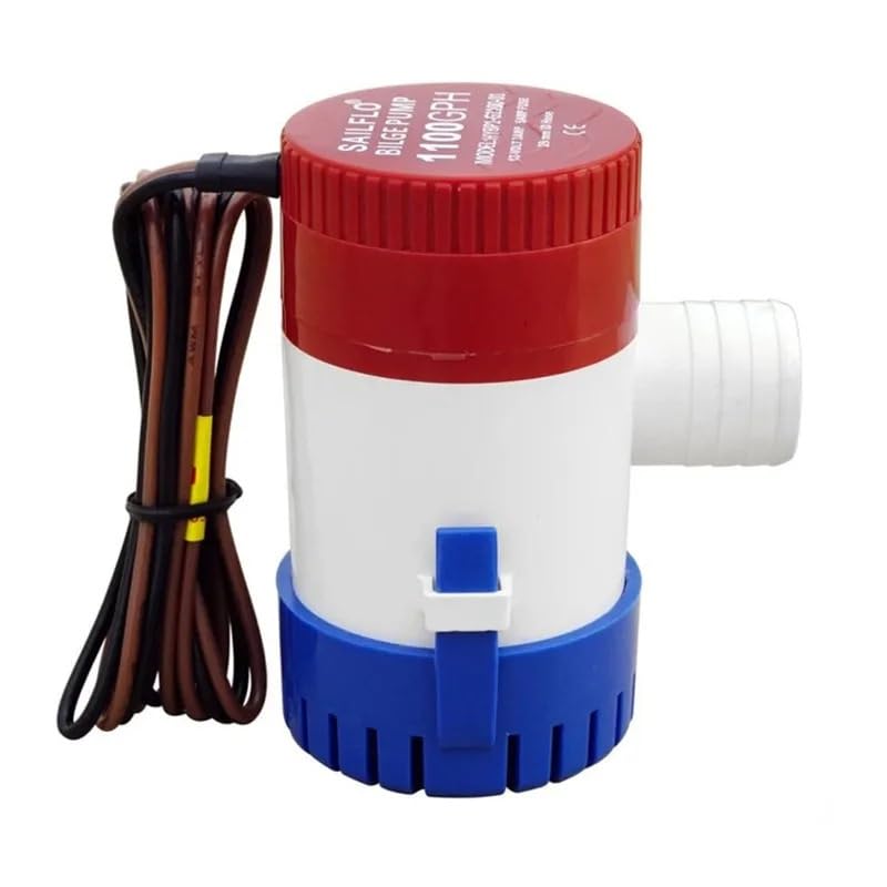Pompa zęzowa do łodzi, 12 V, 1100 GPH, wysoki przepływ, wąż 29 mm (1-1/8"), 3 A, cicha, kompletna, podwodna, 1 szt.