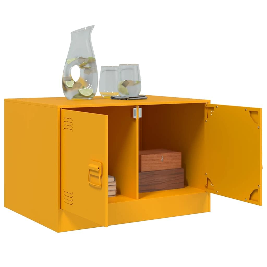 Tavolino da salotto giallo senape, 67 x 50 x 44 cm, in acciaio