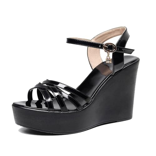 Dressy Comfortable Wedges Shoe, Women's Cross Strappy Adjustable Buckle Open Toe Wedge Sandals, Casual Breathable Non-slip Beach Shoe Suitable, for All Kinds of Clothes Such as Jeans